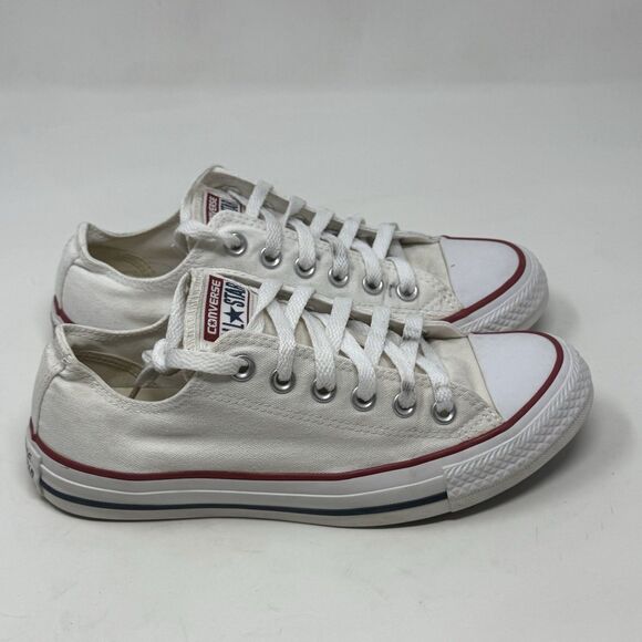 Converse All Star Shoes Womens 7 White Canvas Low Top Unisex Retro Sneakers - Picture 3 of 16